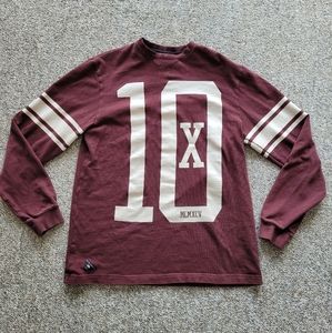 10.Deep Maroon and White Long Sleeve Football Tee